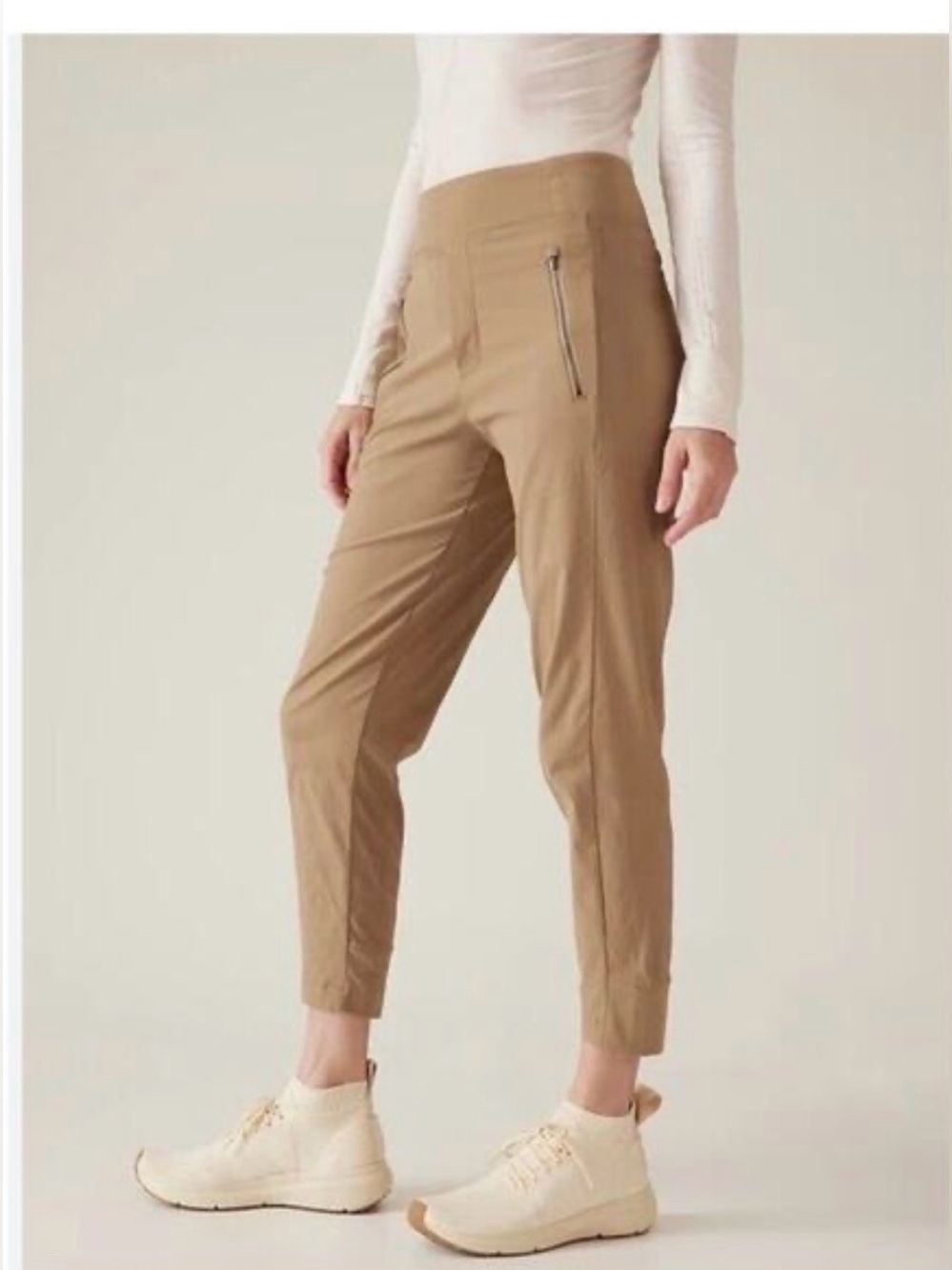 Athleta Cropped Slim Ankle Pants in Tan